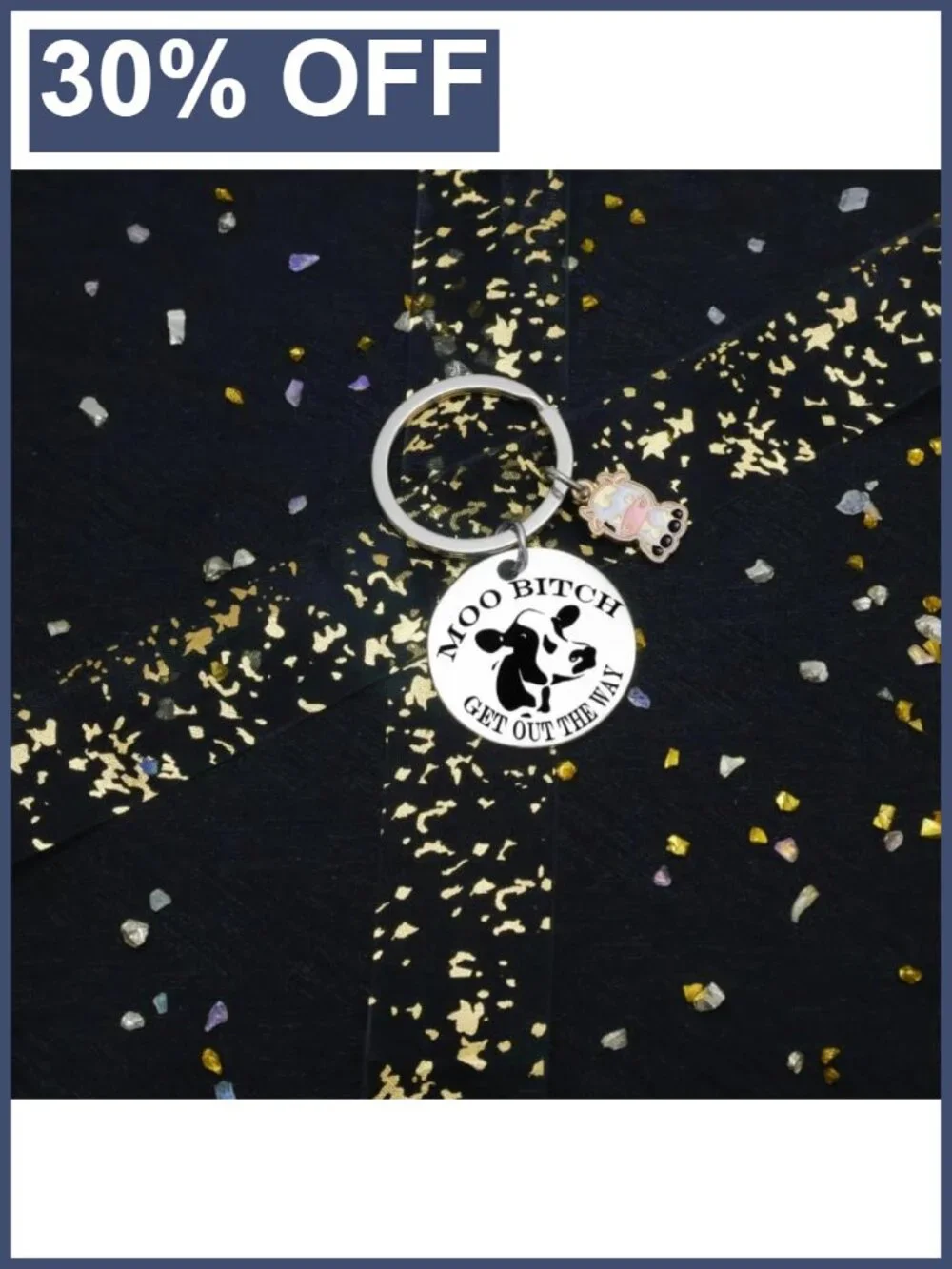 Cow Keychain Cowgirl Gifts Stainless Steel Cute Cow Print Keyring for Women Bag